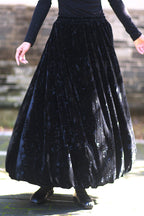 Vintage Velvet Tie Dye Swing Midi Skirt