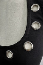 Metal Ring Cut Out Halter Sexy Fitted Tank Top