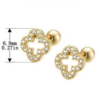 Gold Plated Micro Pavé Clover Stud Earrings