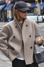 Double Breasted Wool Blend Coat