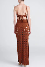 Elegant Openwork Slit Vacation Maxi Skirt