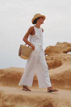 Chic Solid Color Sleeveless 2pieces Set