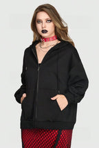 Spider Web Letter Print Punk Zip Hoodie