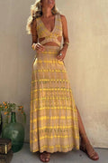 Abigail Exclusive Stretch Tie Dye Slit Dress with Cutouts Elevated Occasion Wear