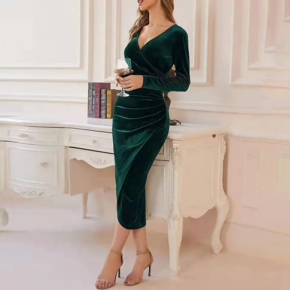 Laura Statement Women's Long Sleeved Midi Dress Premium Wardrobe Essential