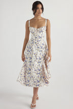 Strap Slit Floral Maxi Floral Dress