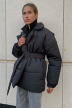 Slim Fit Lapel Belted Winter Coat