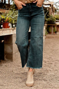 Raw Hem High Waist Straight Jeans