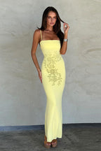 Rhinestone Strapless Bodycon Maxi Dress