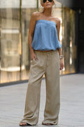 Winnie Denim Off Shoulder Stretch Bustier Bubble Tank Top