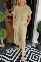 Women's Casual Solid Cotton Linen Lounge Set