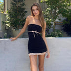 Black Tie Bow Bandeau Mini Dress