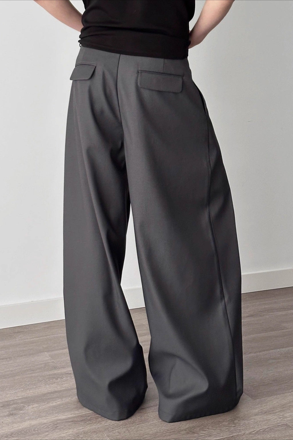Casual 3D Pleat A-Line Wide Leg Pants