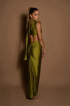 Hollow Out Turtleneck Sleeveless Bodycon Maxi Dress