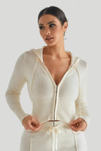 Knit Hooded Sexy High-Waist Long-Sleeve Hoodie