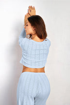 Soft Casual Cutout Jacquard Two Piece Set