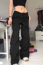 Casual Vintage Cargo Loose Straight Jeans