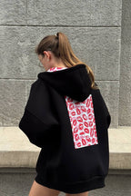 Oversized Boyfriend Lip Print Hoodie