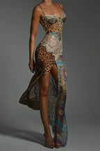 Chiffon Halter Neck Split Sling Boho Dress