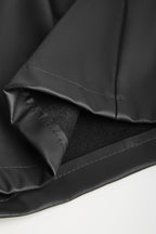 Black Vegan Leather Pleat Detail High Rise Shorts