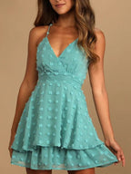 Lia Exclusive V Neck Polka Dot Mini Dress Boutique Collection