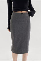 Lace Trimmed Plaid Bodycon Skirt