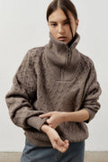 Thick Knit Turtleneck Half-Zip Sweater
