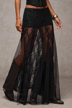 Low Waist Lace Trim Bodycon Pencil Skirt