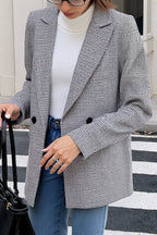 Vintage Houndstooth Lapel Long-sleeved Casual Blazer