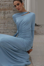 Long Sleeve Asymmetric Hem Bodycon Wrap Dress