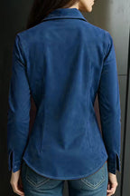 Stylish Suede Long-sleeved Button-down Casual Shirt