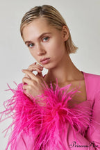 Feather Long Stylish Sleeve Bustier Dress