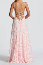 French Lace Spaghetti Strap Prom Dress
