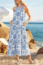 Women's Halter Neck Floral Print Vacation Dress