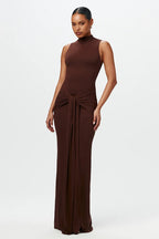 Chic Solid Crew Neck Sleeveless Tie Bodycon Dress