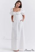 Felizia White Stylish Puff Sleeve Sundress