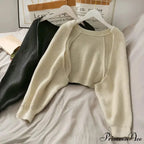 Female Solid Casual Chic Short Knitted Cardigans