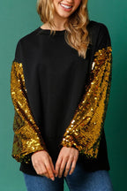 Christmas Sequin Patchwork Long-sleeved Loose Sweatshirt