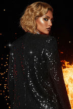 Black Sequin Long Sleeve Jacket