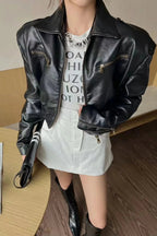 PU Leather Biker Short Jacket