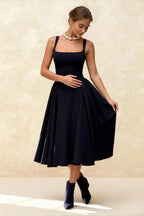 Backless Square Neck Fitted Party Dress