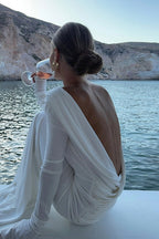 High-End Long Sleeve Backless Slim Party Dress