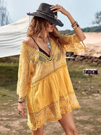 Fitshinling V-neck Sheer Lace Boho Cover-up