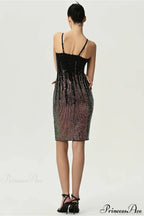 Fitted Colorful Sequin Spaghetti Strap Party Dress