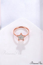 Five-pointed Star Full Diamond Titanium Steel Ring