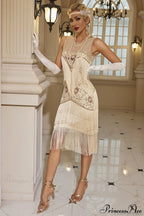 Flapper Tassel Beaded Crew Neck Party Dress