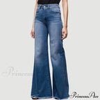 Flare Women High Waist Slim Vintage Fashion Streetwear Stretch Casual Full Length Loose Wide Leg Jean