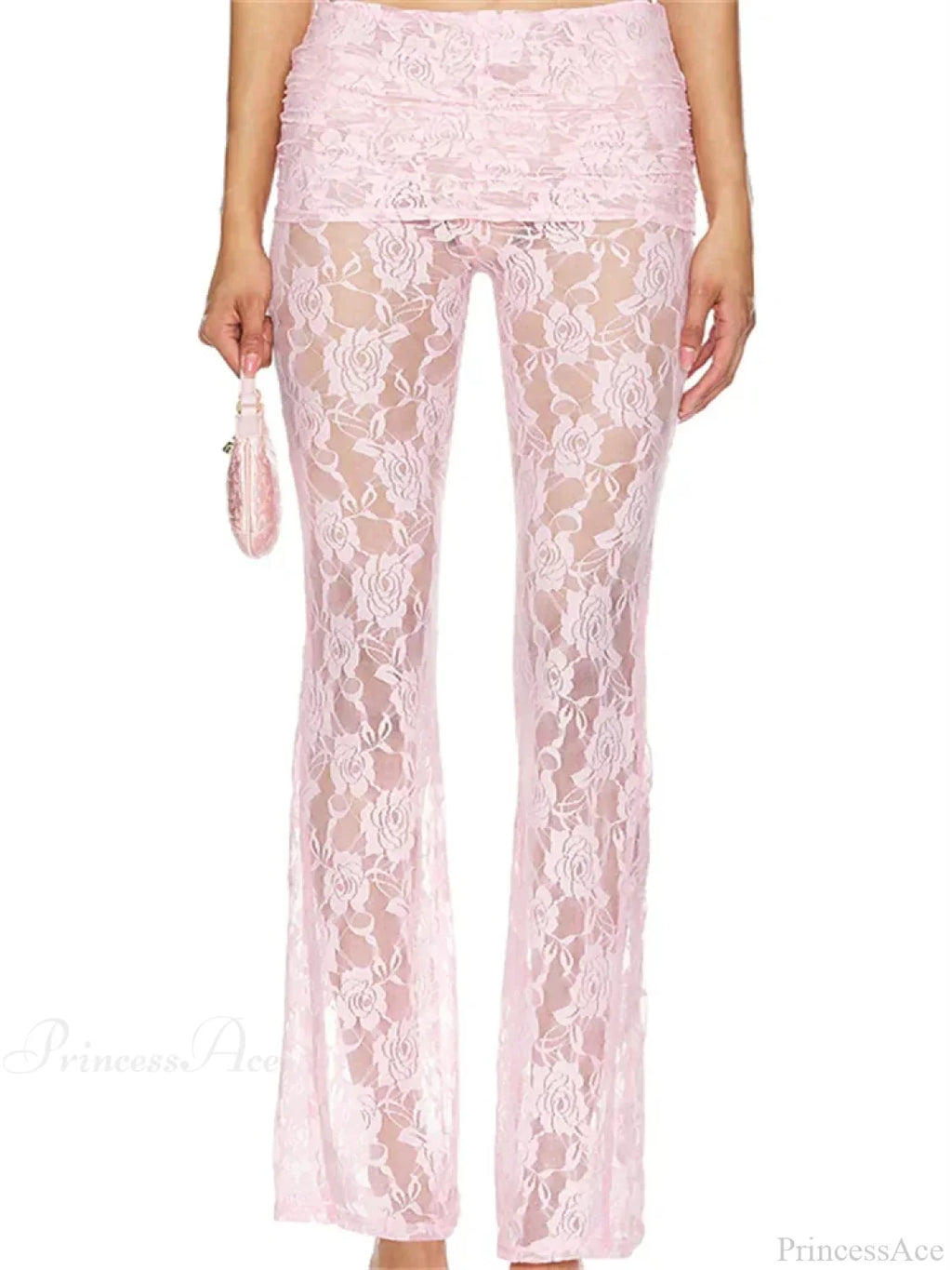 Flared Leg Lace See-Through Bootcut Fashion Pant