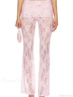 Flared Leg Lace See-Through Bootcut Fashion Pant