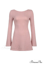 Flares Sleeve Backless Cable Knit Dress